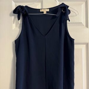 Michael Kors Navy Tie-Shoulder V-Neck Tank